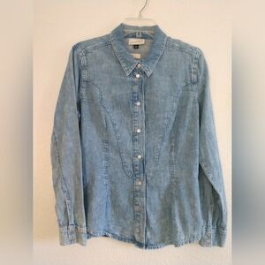 Universal Thread Women's Western Shirt Fitted Cowgirl Blue Long Sleeve Size 10